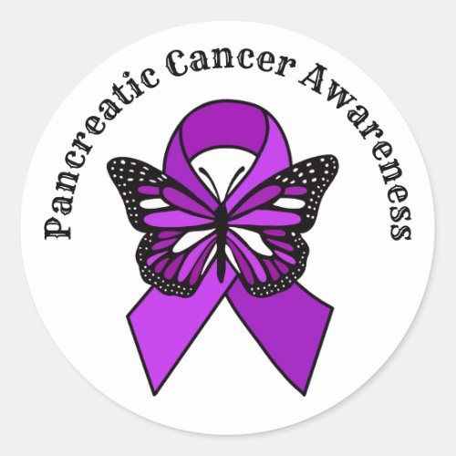 Pancreatic Cancer Awareness  Butterfly Classic Round Sticker