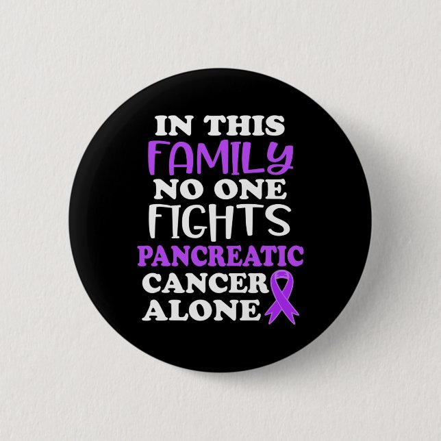 Pancreatic Cancer Awareness In this family Purple  Button (Front)