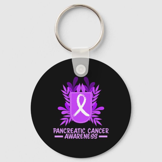 Pancreatic Cancer Awareness Month Purple Ribbon Fl Keychain (Front)