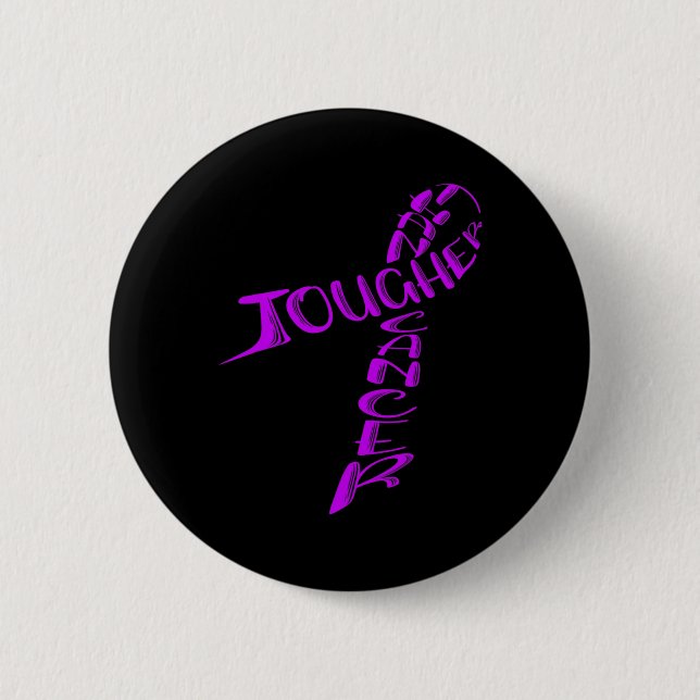 Pancreatic Cancer Awareness Month Ribbon Purple Ar Button (Front)