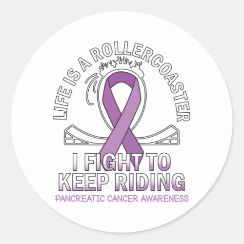 Pancreatic cancer awareness purple ribbon classic round sticker