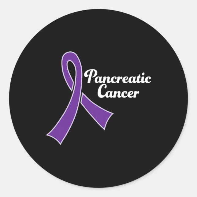 Pancreatic Cancer Awareness Purple Ribbon  Classic Round Sticker (Front)
