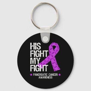 Pancreatic Cancer Awareness Purple Ribbon His Figh Keychain