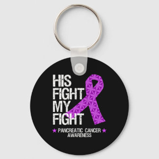 Pancreatic Cancer Awareness Purple Ribbon His Figh Keychain
