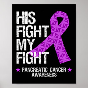 Pancreatic Cancer Awareness Purple Ribbon His Figh Poster