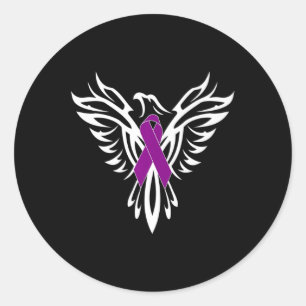 Pancreatic Cancer Awareness Purple Ribbon Phoenix Classic Round Sticker