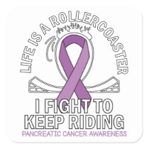 Pancreatic cancer awareness purple ribbon square sticker