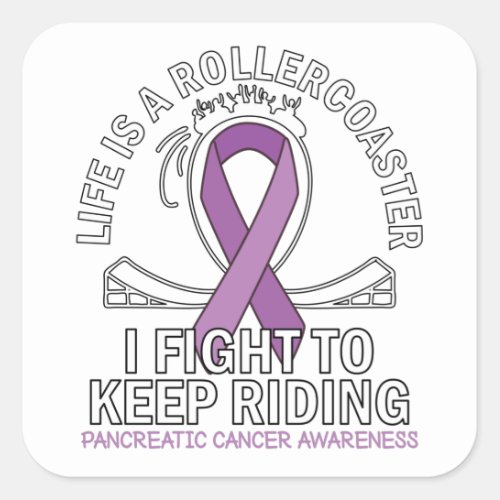 Pancreatic cancer awareness purple ribbon square sticker