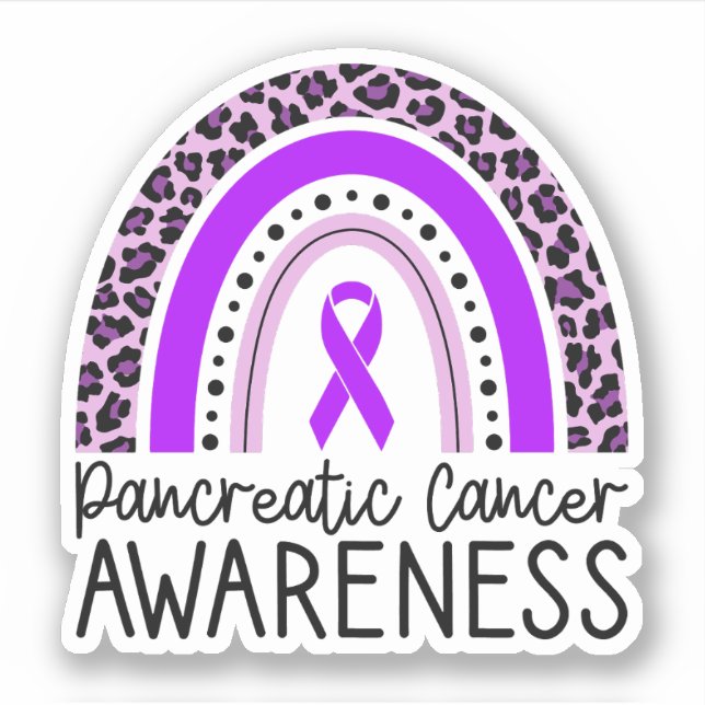 Pancreatic Cancer Awareness Purple Ribbon Sticker (Front)