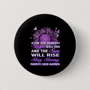Pancreatic Cancer Awareness Purple Ribbon Sunflowe Button