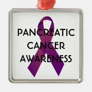 Pancreatic Cancer Awareness Ribbon Metal Ornament