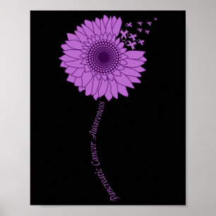 Pancreatic Cancer Awareness Sunflower Purple Poster