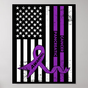 Pancreatic Cancer Awareness USA American Flag Poster