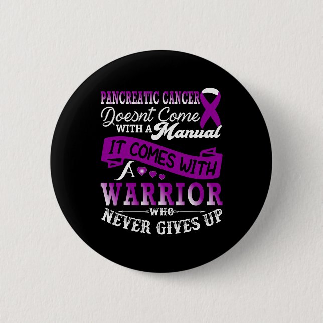 Pancreatic Cancer Awareness Warrior Support Purple Button (Front)
