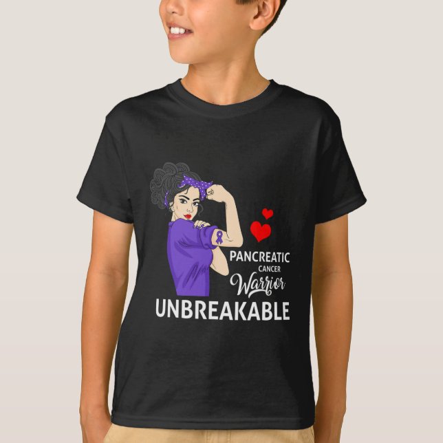 Pancreatic Cancer Awareness Warrior Unbreakable Wo T-Shirt (Front)