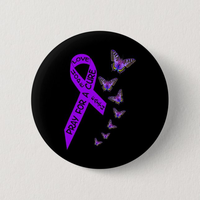 Pancreatic Cancer Awareness Women Butterfly Religi Button (Front)
