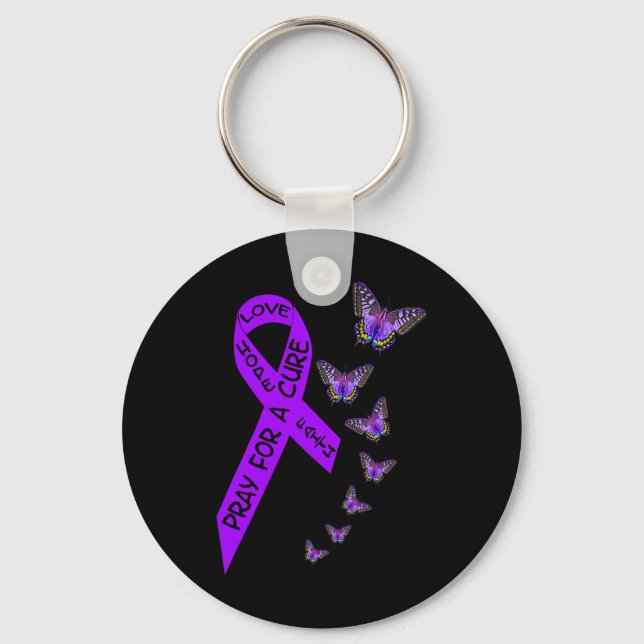 Pancreatic Cancer Awareness Women butterfly Religi Keychain (Front)
