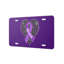 Pancreatic Cancer Believe Ribbon Heart License Plate