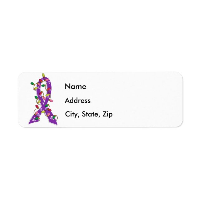 Pancreatic Cancer Christmas Lights Ribbon Label (Front)