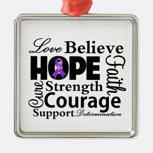 Pancreatic Cancer Collage of Hope Metal Ornament