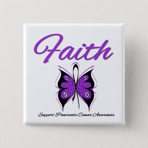 Pancreatic Cancer Faith Butterfly Ribbon Pinback Button