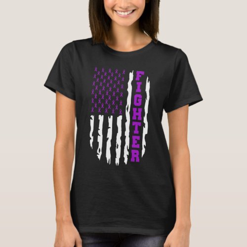 pancreatic cancer fighter American flag T_Shirt