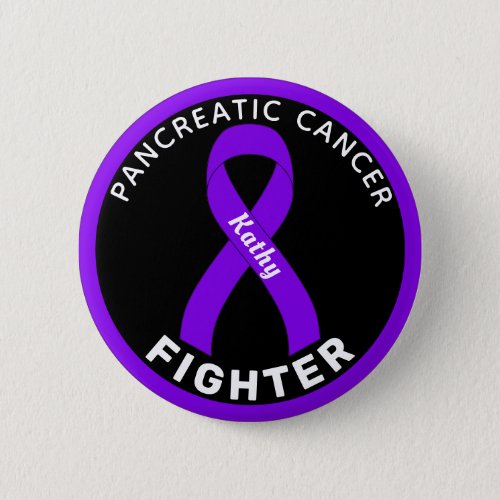 Pancreatic Cancer Fighter Ribbon Black Button