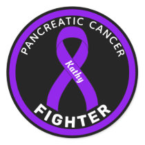 Pancreatic Cancer Fighter Ribbon Black Classic Round Sticker