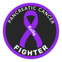 Pancreatic Cancer Fighter Ribbon Black Classic Round Sticker