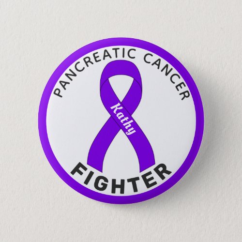 Pancreatic Cancer Fighter Ribbon White Button
