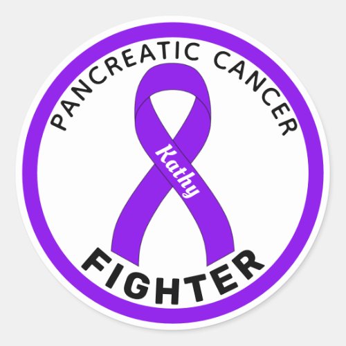 Pancreatic Cancer Fighter Ribbon White Classic Round Sticker