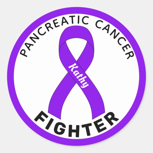 Pancreatic Cancer Fighter Ribbon White Classic Round Sticker (Front)