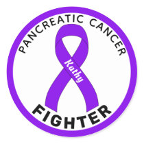 Pancreatic Cancer Fighter Ribbon White Classic Round Sticker
