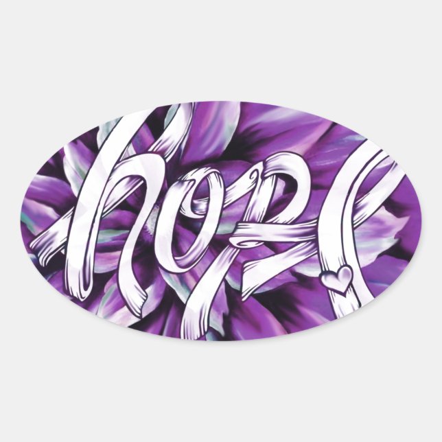 Pancreatic cancer floral hope products oval sticker (Front)