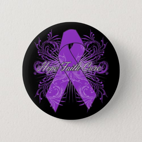 Pancreatic Cancer Flourish Hope Faith Cure Pinback Button