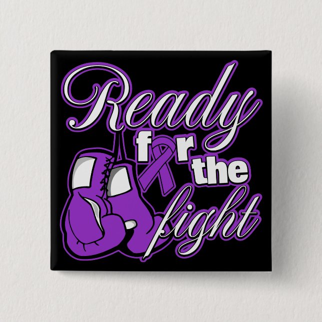 Pancreatic Cancer Gloves Ready For The Fight Pinback Button (Front)