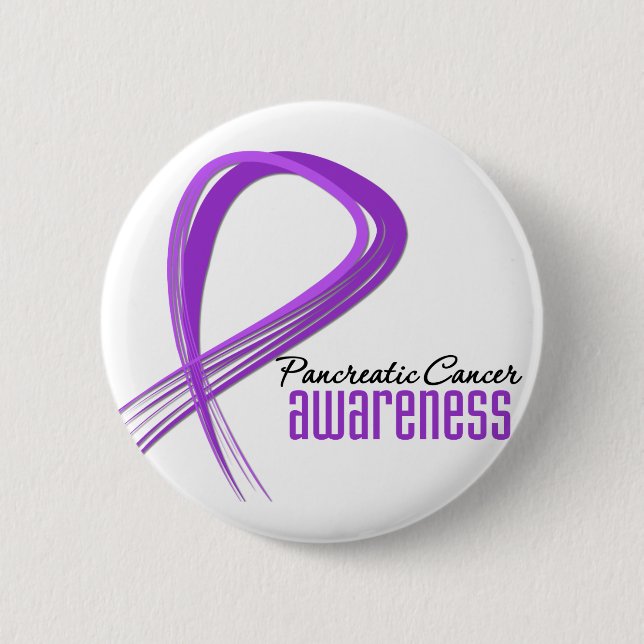Pancreatic Cancer Grunge Ribbon Pinback Button (Front)