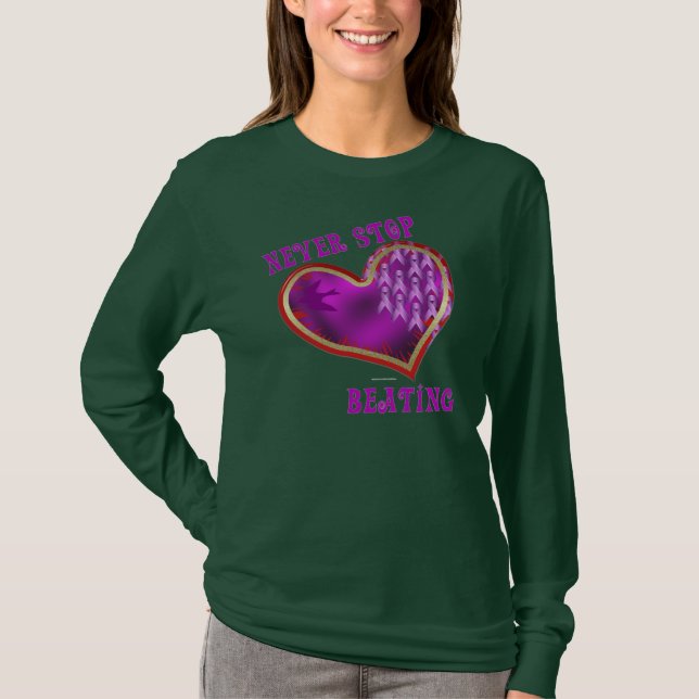 Pancreatic Cancer Heart Ladies Nano Long Sleeve T-Shirt (Front)