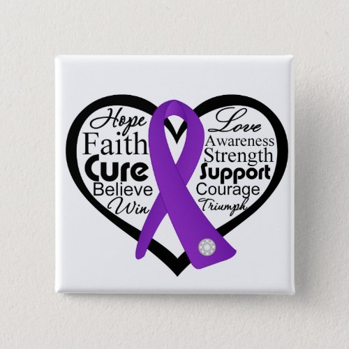 Pancreatic Cancer Heart Ribbon Collage Pinback Button