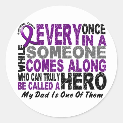 Pancreatic Cancer HERO COMES ALONG 1 Dad Classic Round Sticker