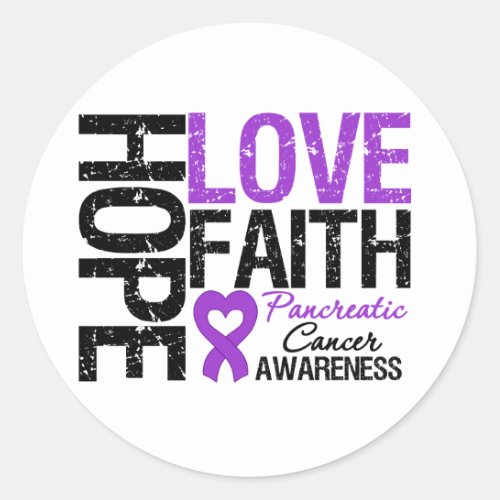 Pancreatic Cancer Hope Love Faith Classic Round Sticker
