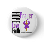 Pancreatic cancer Hope Love Faith Prayer Cross Pinback Button