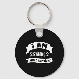 Pancreatic Cancer I Am Strong I Am A Survivor  Keychain