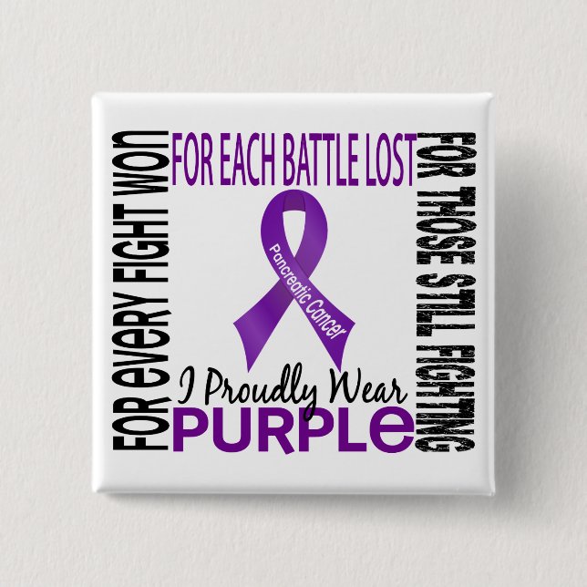 Pancreatic Cancer I Proudly Wear Purple 2 Button (Front)