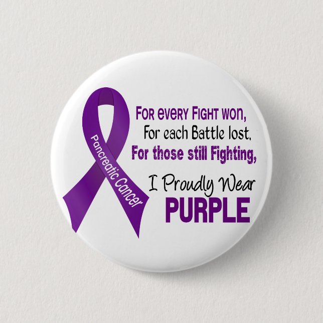 Pancreatic Cancer I Proudly Wear Purple Button (Front)