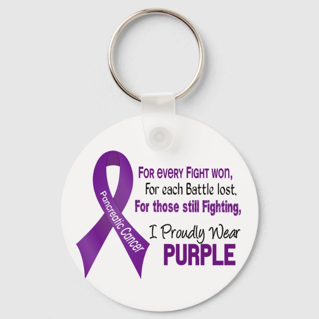 Pancreatic Cancer I Proudly Wear Purple Keychain (Front)