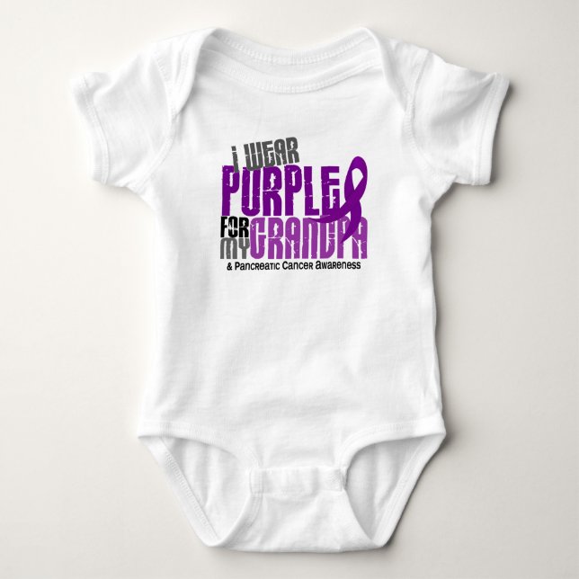 Pancreatic Cancer I Wear Purple For My Grandpa 6.2 Baby Bodysuit (Front)
