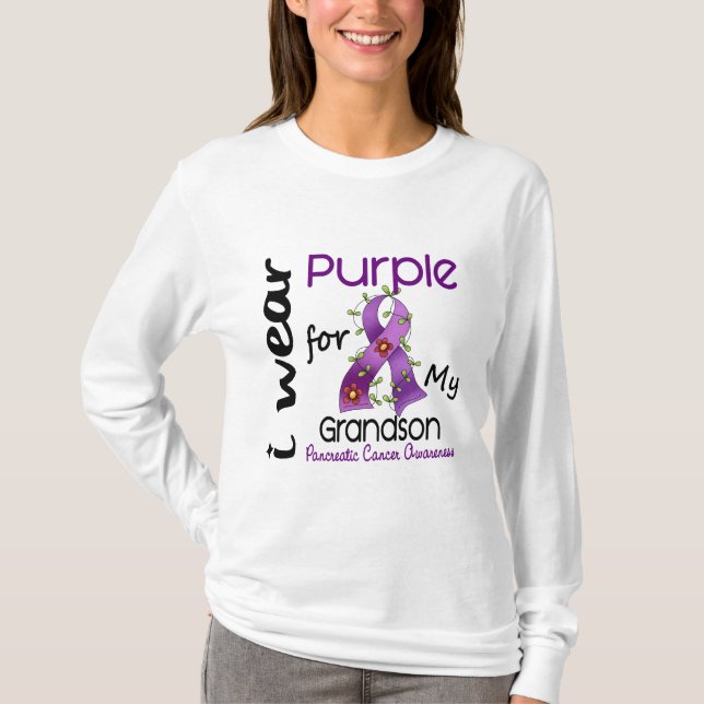 Pancreatic Cancer I Wear Purple For My Grandson 43 T-Shirt (Front)