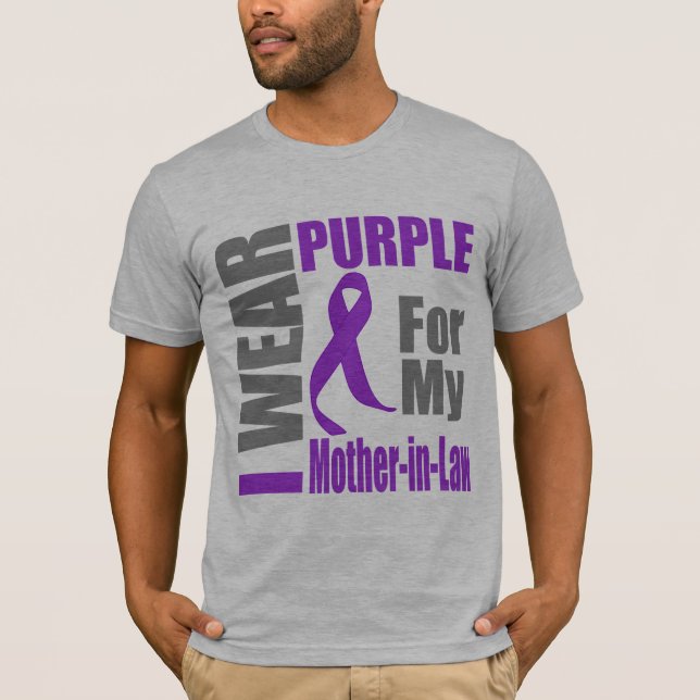 Pancreatic Cancer I Wear Purple Mother-in-Law T-Shirt (Front)