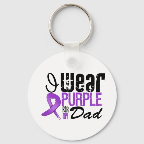 Pancreatic Cancer I Wear Purple Ribbon DAD Keychain